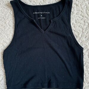 Aeropostale Black Ribbed Crop Tank Top